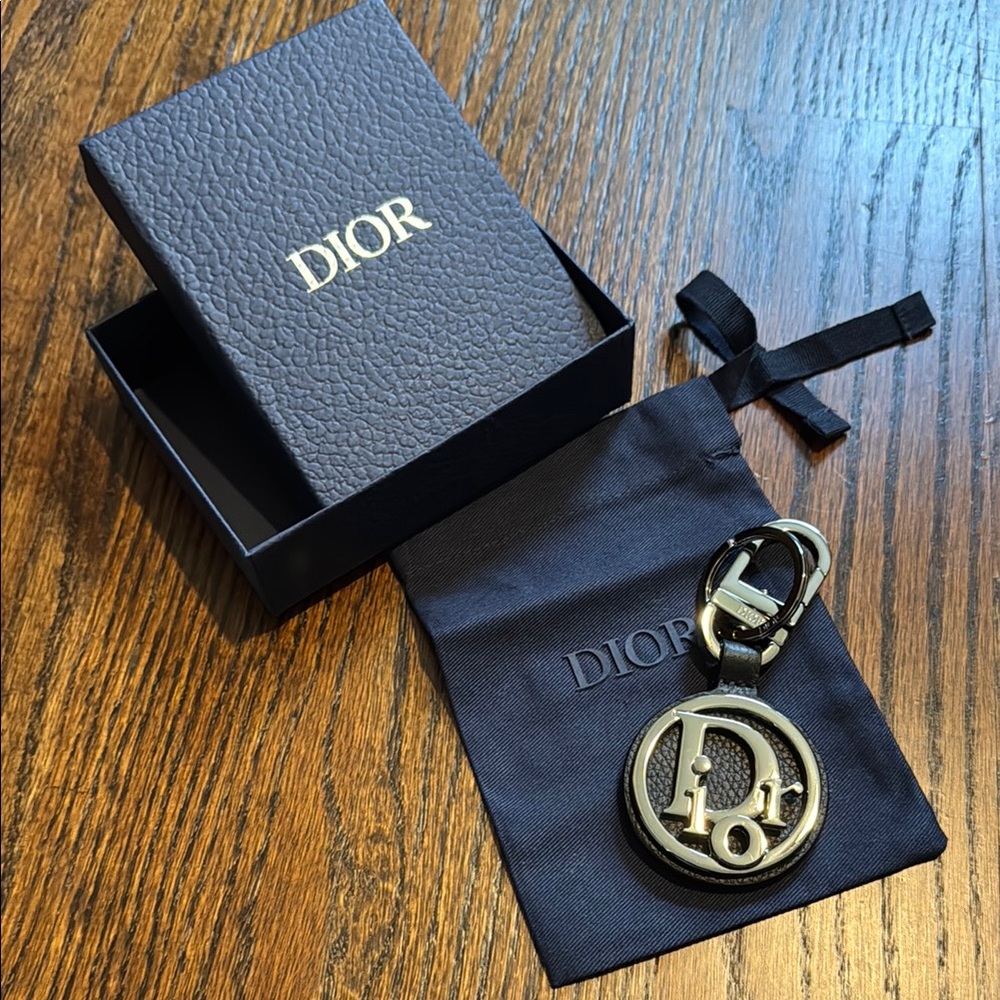 Dior Black and Silver Key & Card Holder